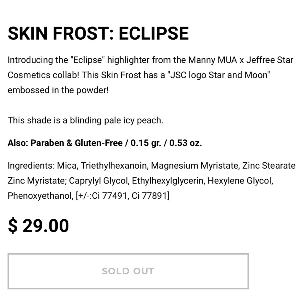 RARE‼️”ECLIPSE” SKIN FROST by Jeffree Star! - Picture 3 of 8